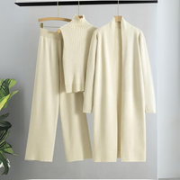 Monique™ - Dames 3-delige set Gebreide Coltrui, Broek en Vest