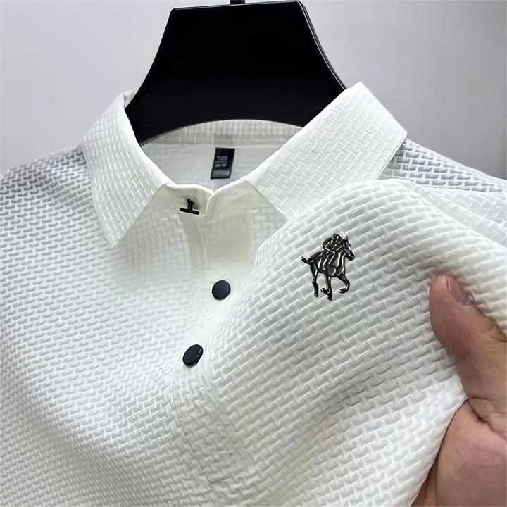 Prestigio: Kreukvrije textuur slim fit poloshirt 