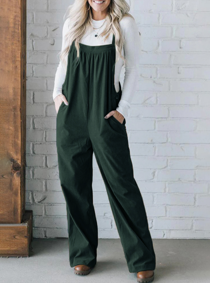 Dames Cozy Corduroy Loose Fit Overalls