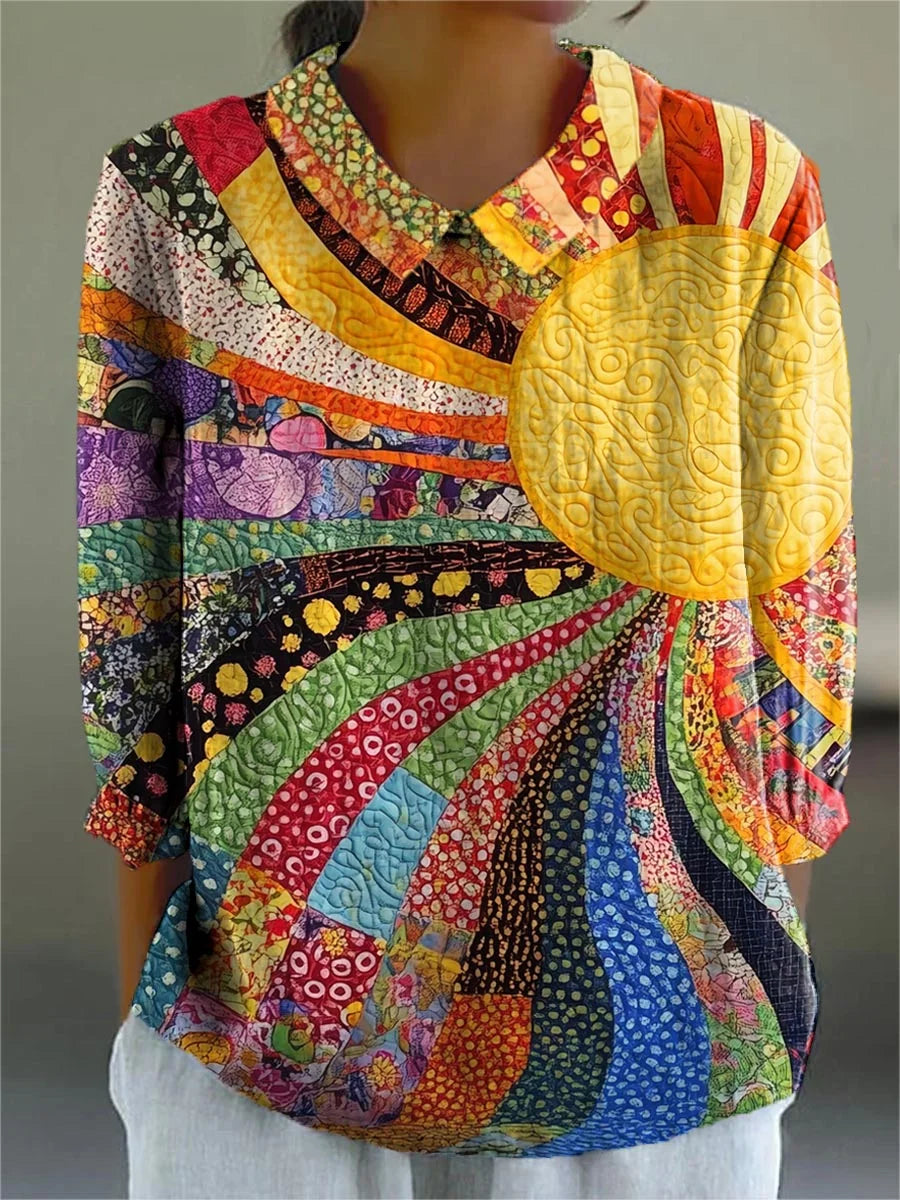 Kleurvolle Warme Zonneschijn & Zee van Bloemen Print Gebuttonde Cardigan Trui