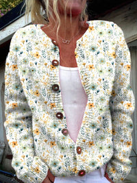 Mooie bloemenprint cardigan met knopen
