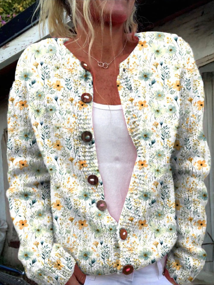 Mooie bloemenprint cardigan met knopen