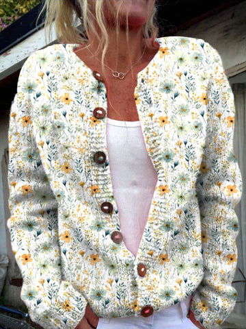 Mooie bloemenprint cardigan met knopen