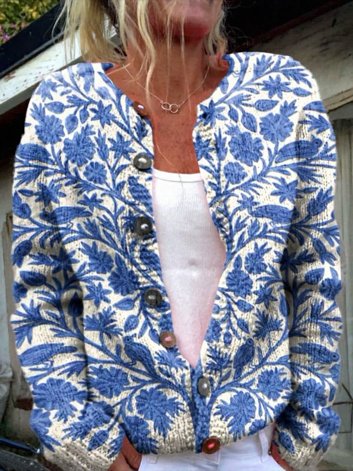 Mooie bloemenprint cardigan met knopen