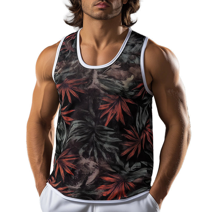 Heren Zomer Lichtgewicht Mode Gedrukt Katoen Gemengde Sport Tanktop MTA2701E8P