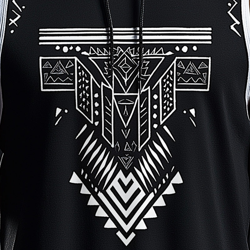 Heren Zomer Etnisch Gedrukt Katoenen Hoodie Tanktop MTA2228E5P