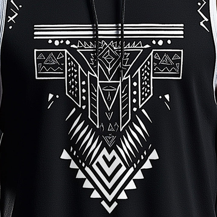 Heren Zomer Etnisch Gedrukt Katoenen Hoodie Tanktop MTA2228E5P