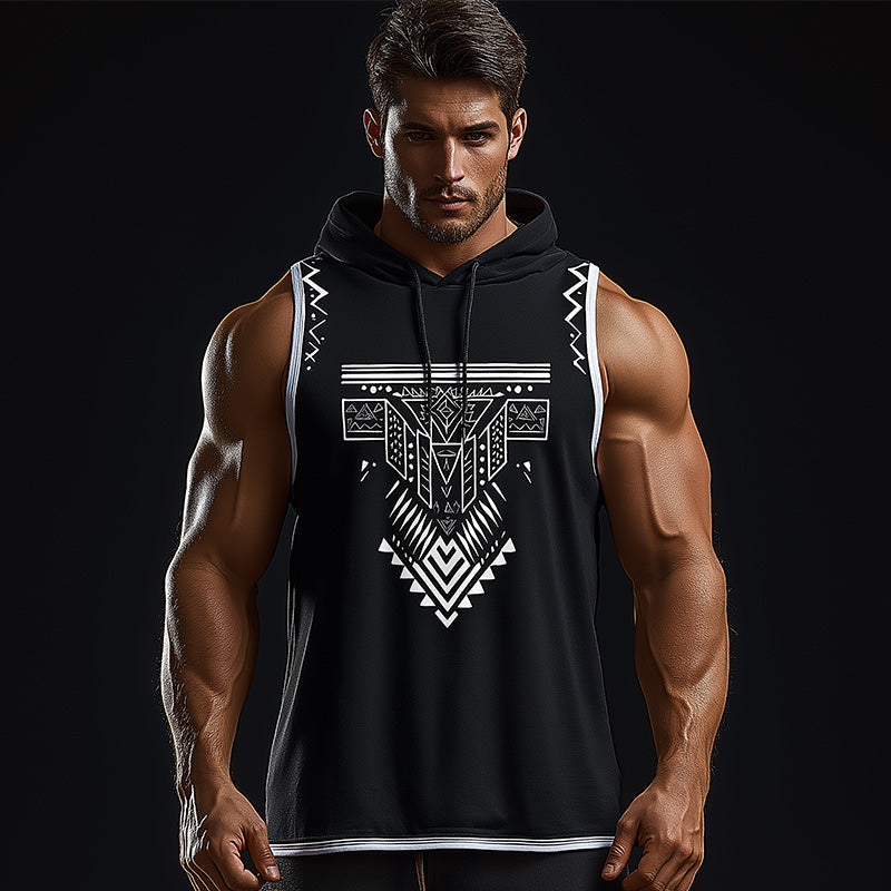 Heren Zomer Etnisch Gedrukt Katoenen Hoodie Tanktop MTA2228E5P