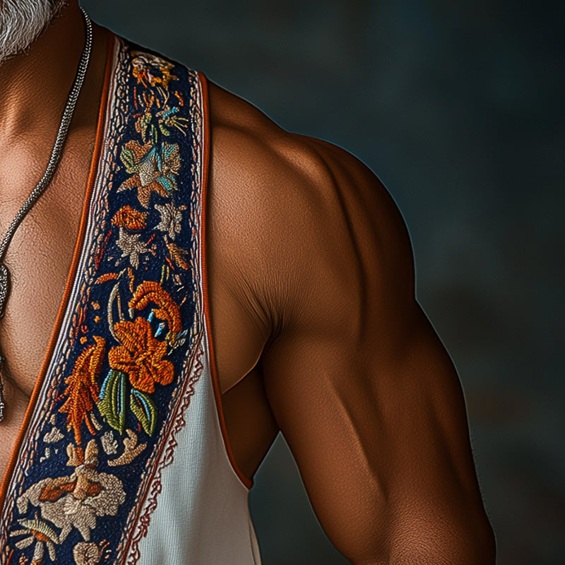 Heren Zomer Etnische Stijl Contrastkleur bedekt Gebreide Tanktop MTA2983E2P