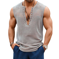 Heren Gehaakte Mesh Patchwork Zomer Gehaakte Tanktops MTA2372E1X