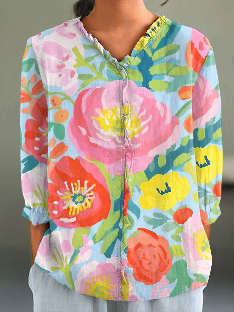 Vrouwen Waterverf Bloemen Kunst Print Jurk