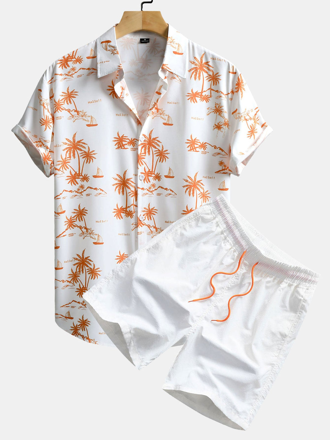 Palmboom Print Doorknoop Shirt & Zwembroek