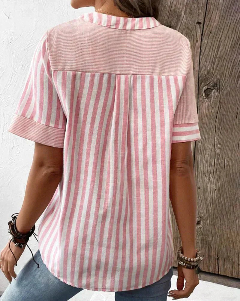Miranda™ Gestreepte blouse met V-hals