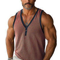 Heren Zomer Contrastkleur Linnen Tanktop MTA2999E3P