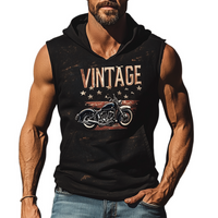 Heren Casual Klassiek Amerikaanse Western Tough Style Motorfiets Rijdende Katoen Gecombineerde Gedrukte Slim Fit Hoodie Tanktop MTA2857E1K