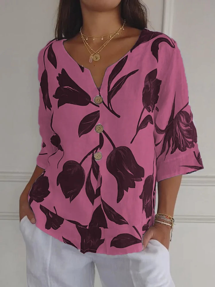 Maxine - Bloemige Knop Blouse