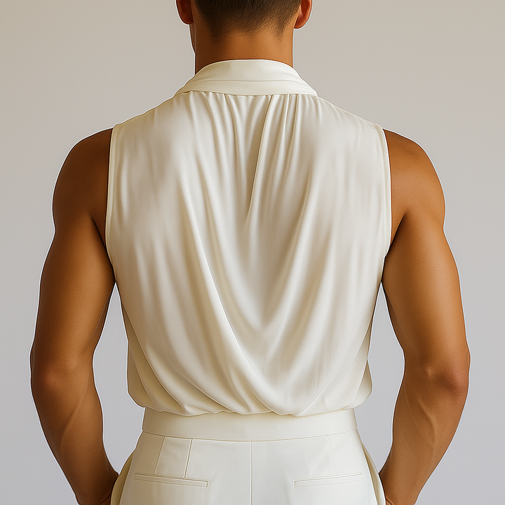 Heren Zomer Mode Klassieke Retro Imitatie Zijde Tanktop MTA1828D0P