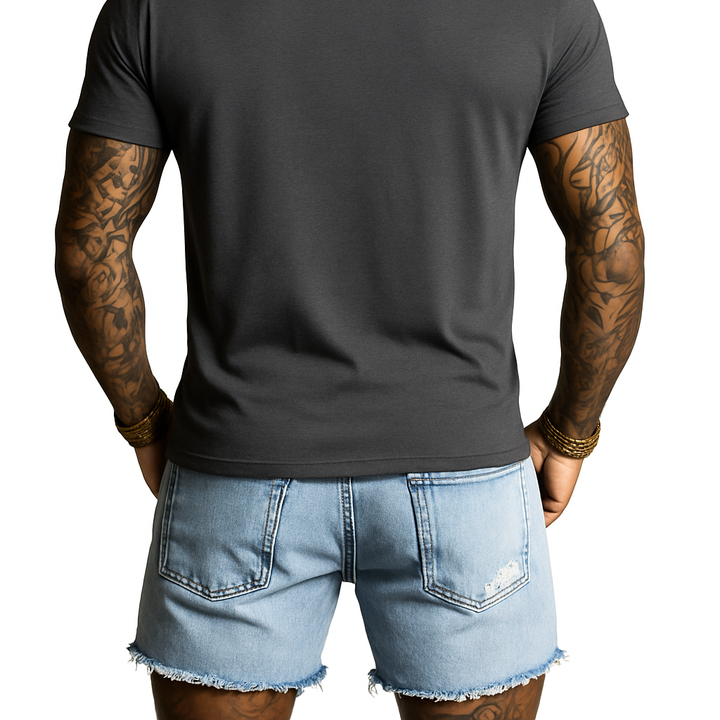 Heren Verscheurde Ruit Denim Shorts MTA1296F1X