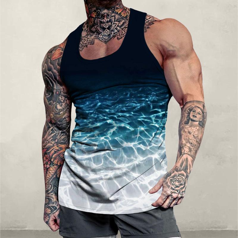 Heren Casual Gradient Wave Ripple Tanktop 09599232TO 