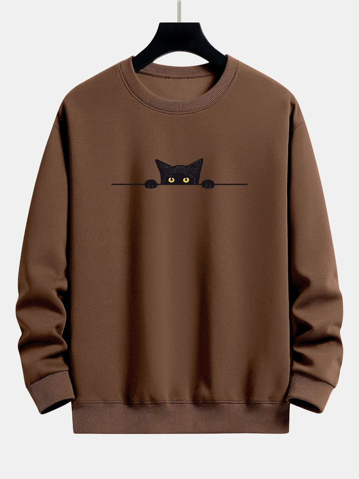 Zwart Kat Print Relax Fit Sweatshirt