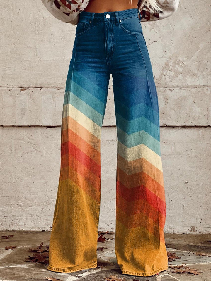 Jodie | Sunset Chevron Wijde-Pijpen Broek