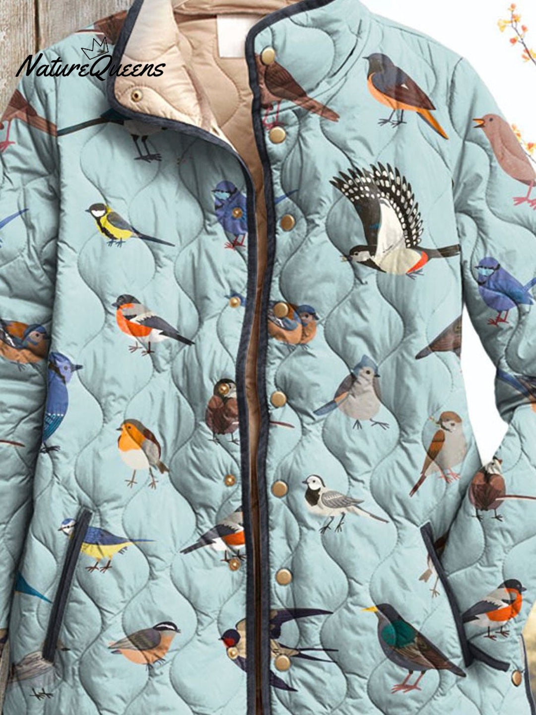 Dames Schattige Vogels Kunstafdruk Casual Gequilt Cardigan