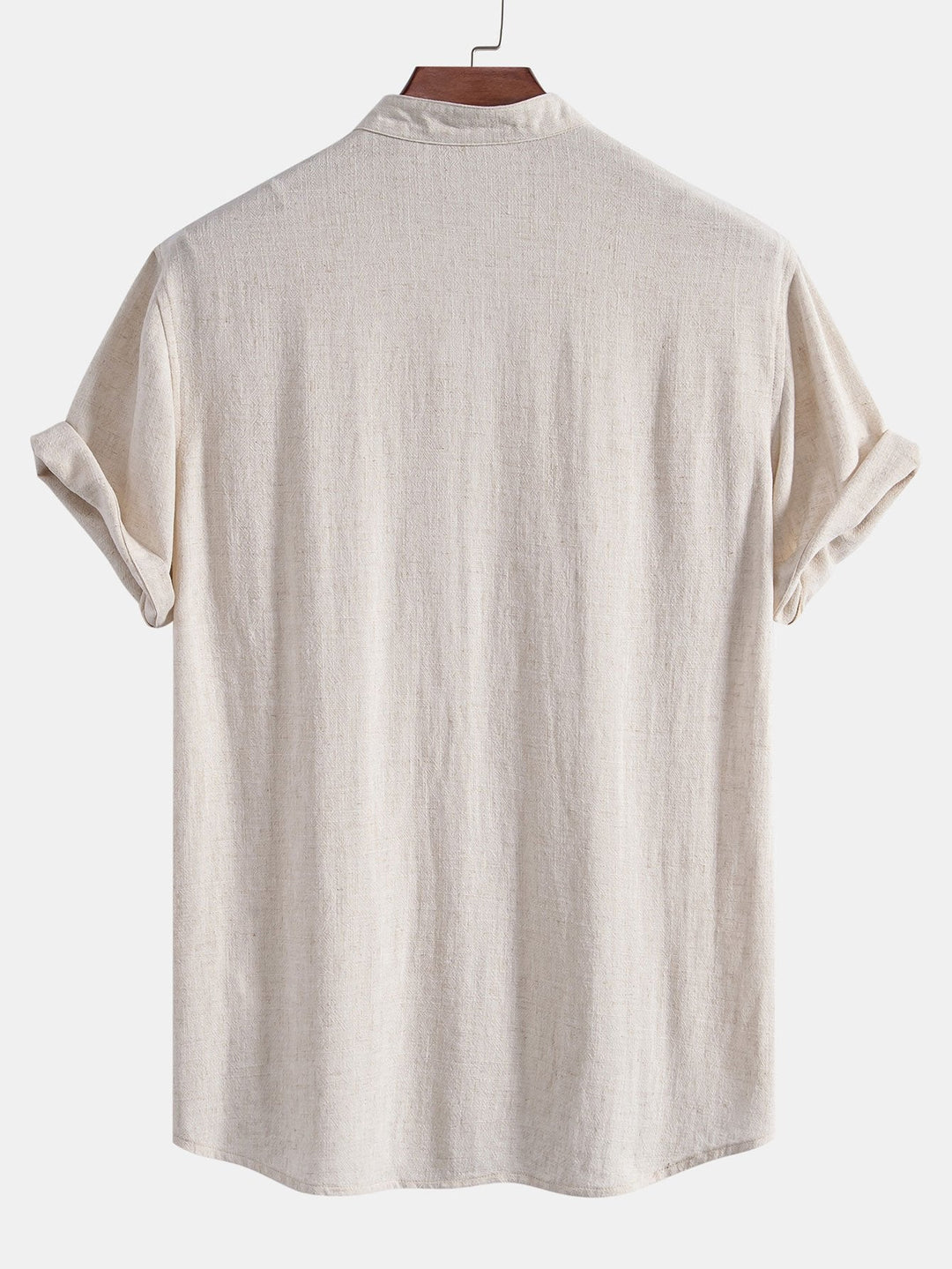 Shirt met V-hals van linnen-rayonmix en rechte linnen broek