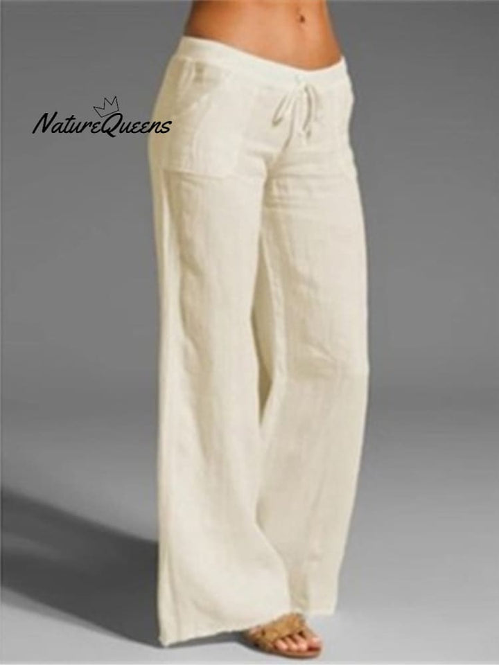 Dames Pocket Katoenen en Linnen Broek 