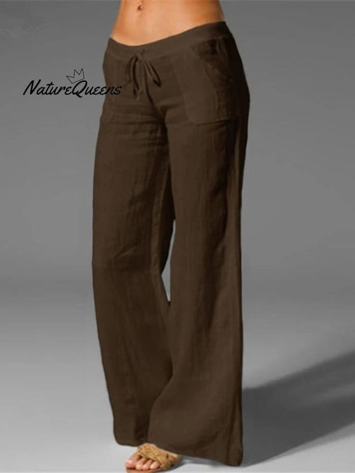 Dames Pocket Katoenen en Linnen Broek 