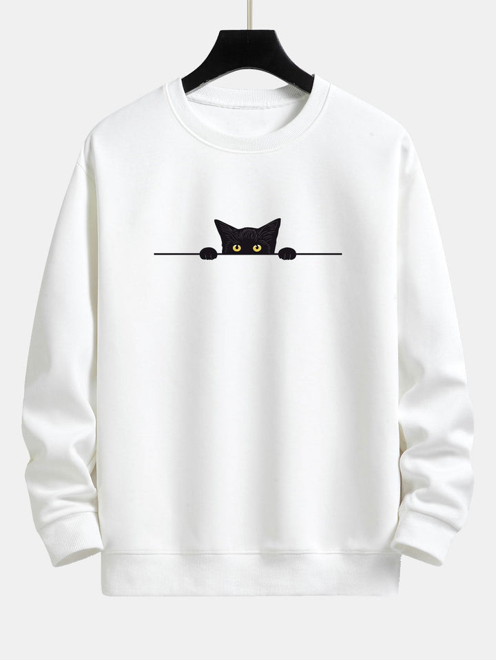 Zwart Kat Print Relax Fit Sweatshirt