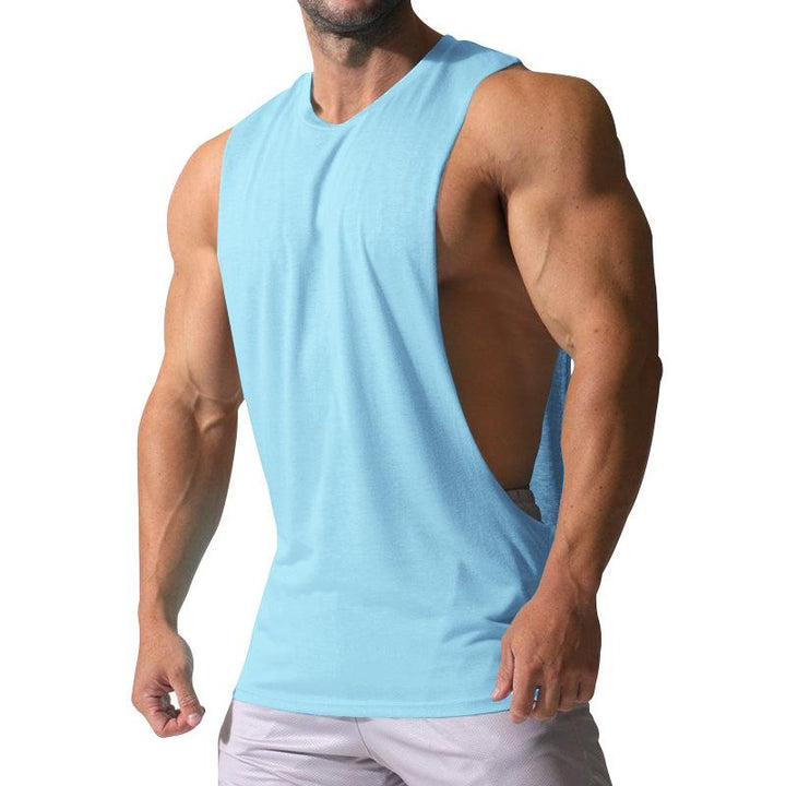 Heren Losse Effen Grote Zijsplit Sport Fitness Tanktop 23142265Z 