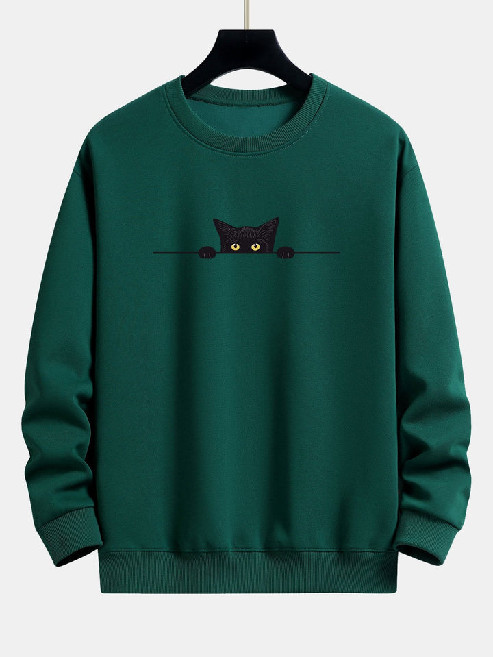 Zwart Kat Print Relax Fit Sweatshirt