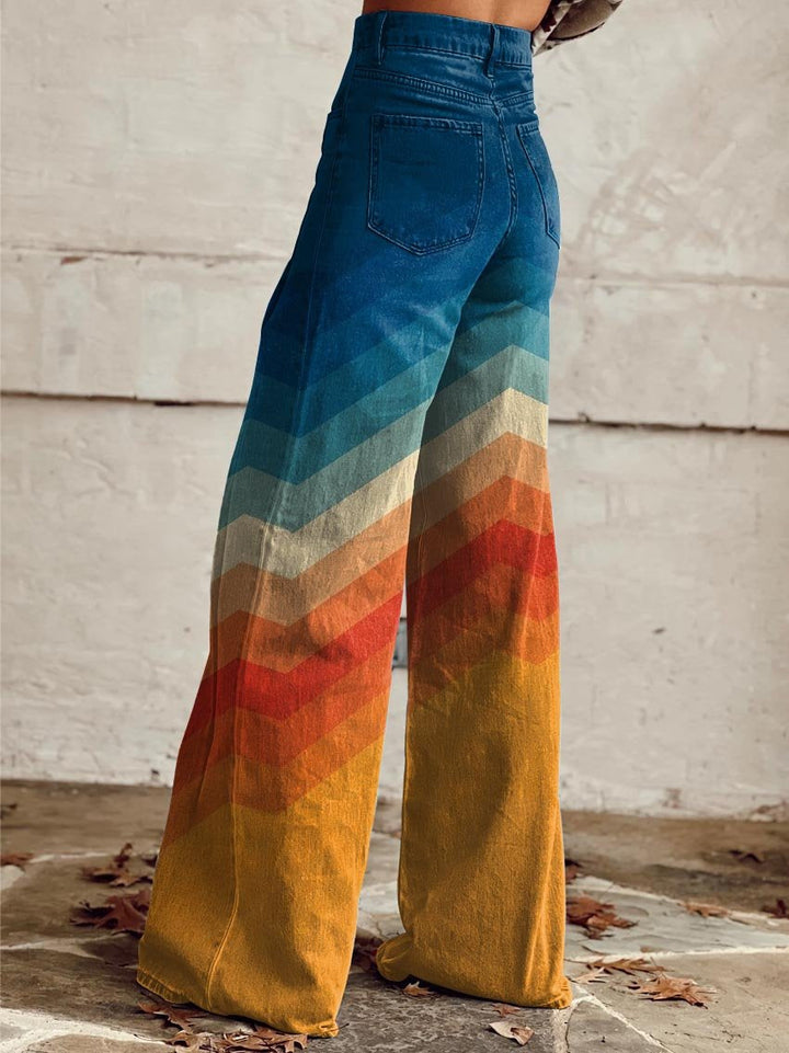 Jodie | Sunset Chevron Wijde-Pijpen Broek