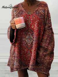 Women's Vintage Art Print Casual Pullover Sweater