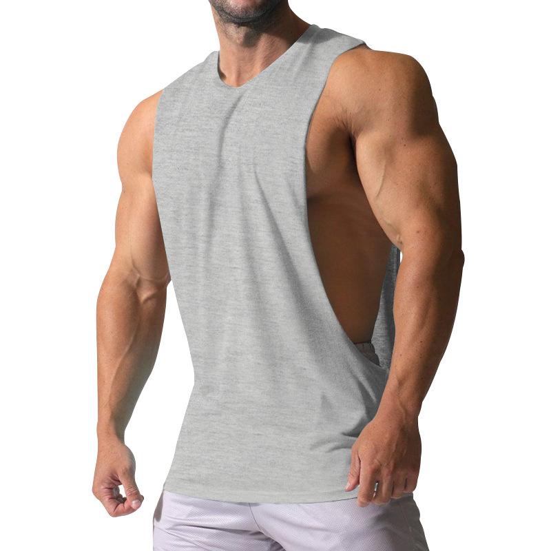 Heren Losse Effen Grote Zijsplit Sport Fitness Tanktop 23142265Z 