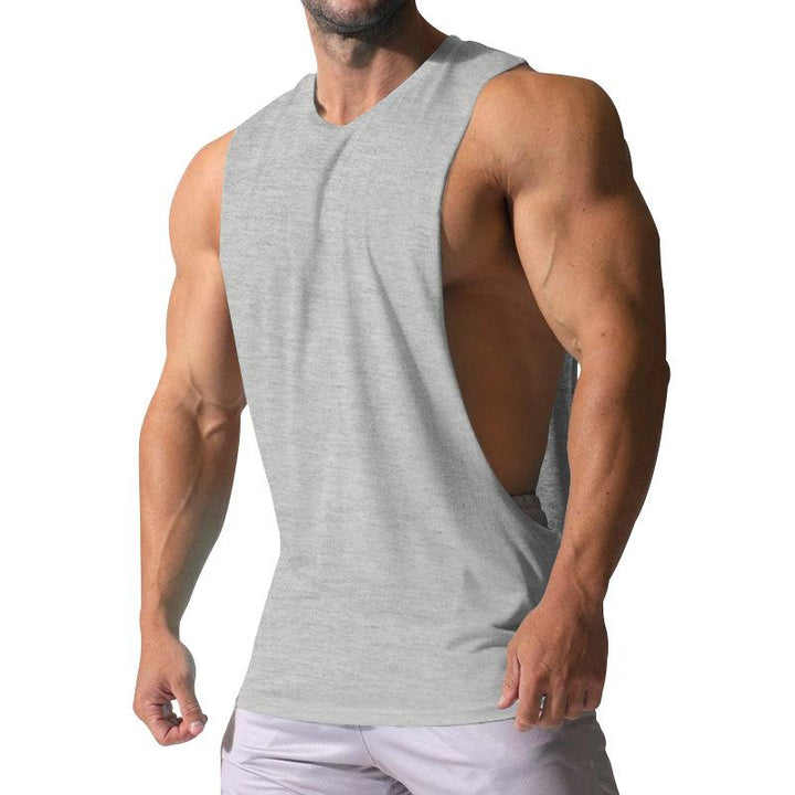 Heren Losse Effen Grote Zijsplit Sport Fitness Tanktop 23142265Z 