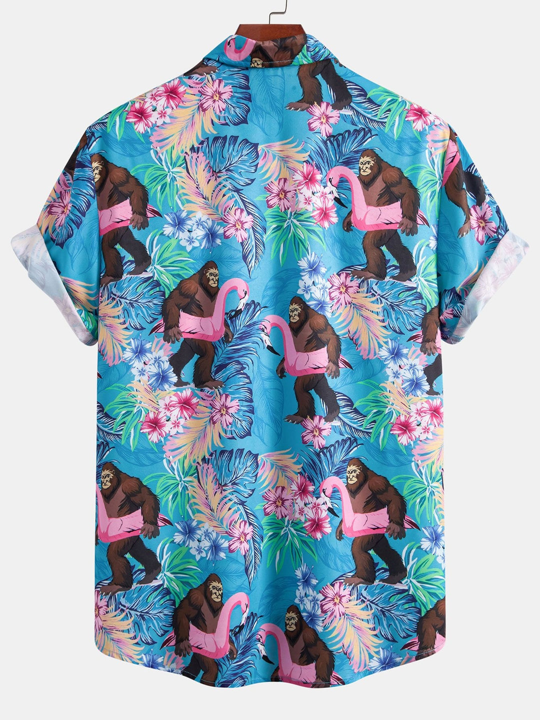 Tropische Planten en Orang-oetan Print Doorknoop Shirt & Zwembroek
