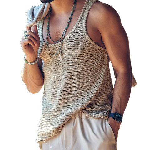 Heren Casual Effen Kleur Gebreide Tanktop 55936533Y