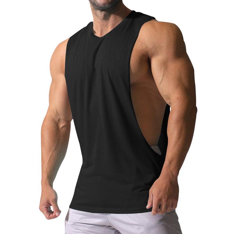 Heren Losse Effen Grote Zijsplit Sport Fitness Tanktop 23142265Z 