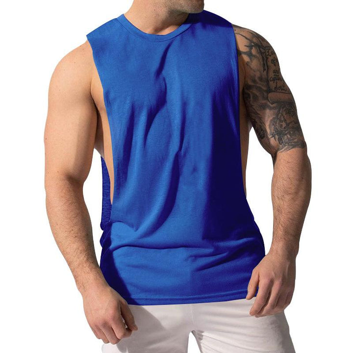 Heren Losse Effen Grote Zijsplit Sport Fitness Tanktop 23142265Z 