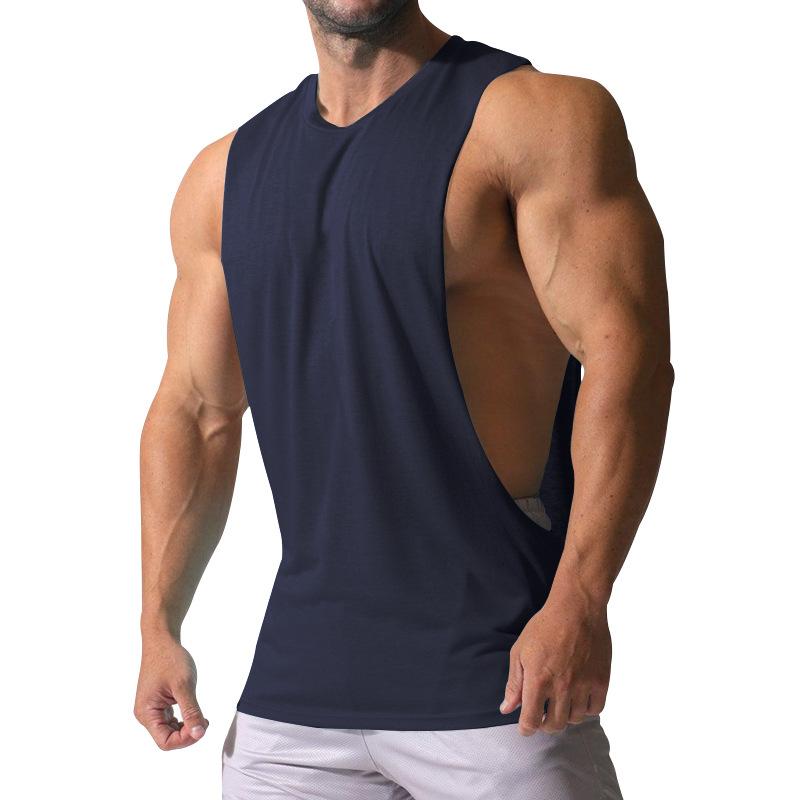 Heren Losse Effen Grote Zijsplit Sport Fitness Tanktop 23142265Z 