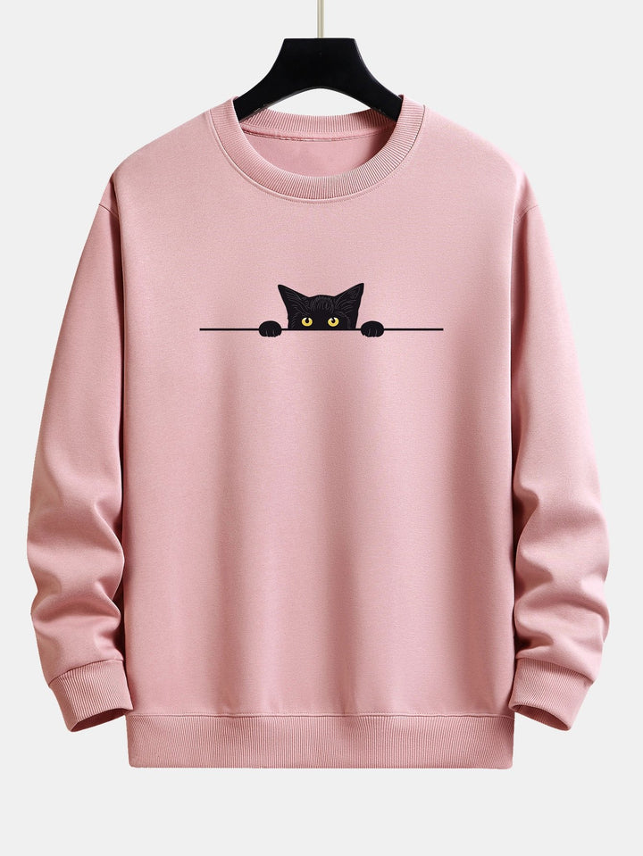 Zwart Kat Print Relax Fit Sweatshirt