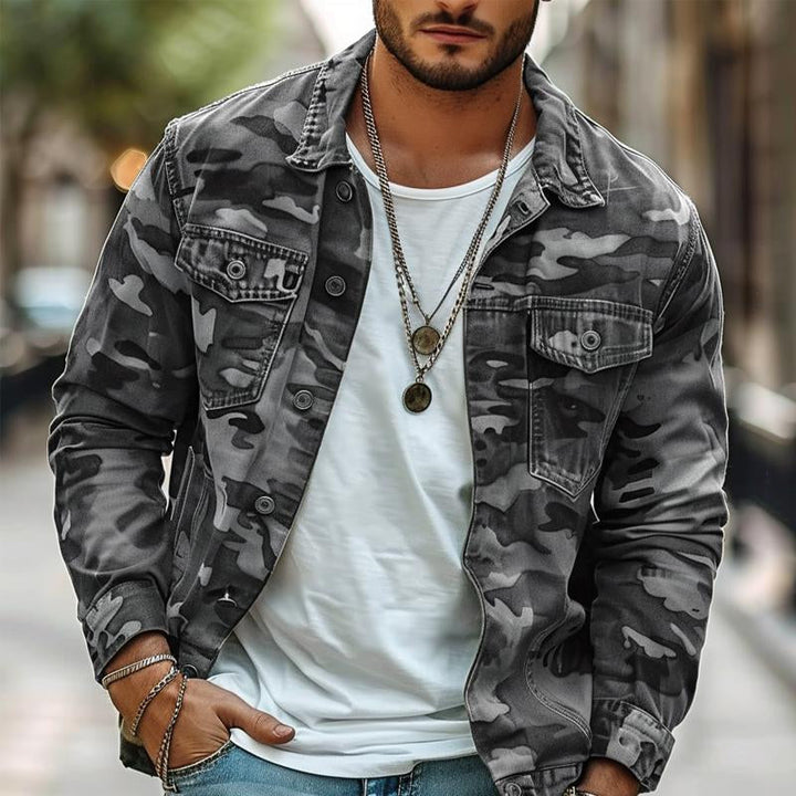 Heren Camouflage Canvas Retro Draag Kraagjack 18911497X