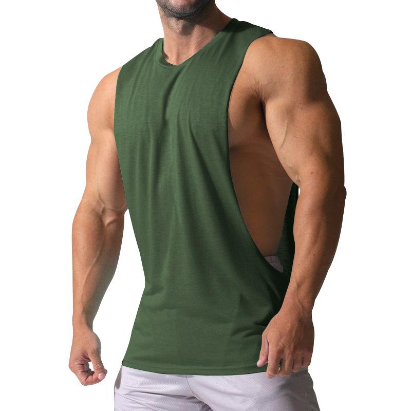 Heren Losse Effen Grote Zijsplit Sport Fitness Tanktop 23142265Z 
