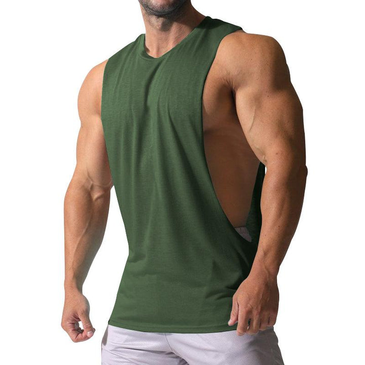 Heren Losse Effen Grote Zijsplit Sport Fitness Tanktop 23142265Z 
