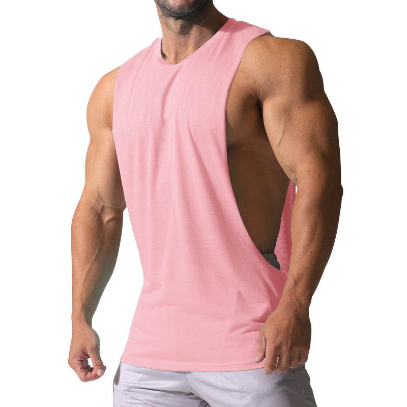 Heren Losse Effen Grote Zijsplit Sport Fitness Tanktop 23142265Z 