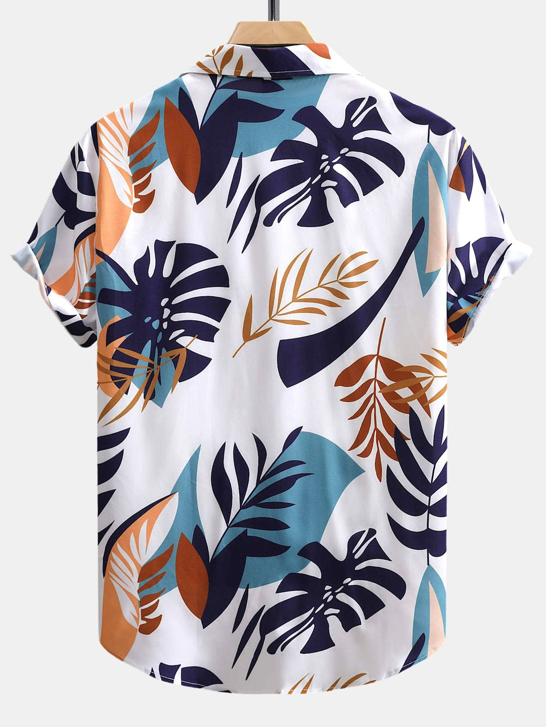 Kleurrijke Bladerprint Doorknoop Shirt & Zwembroek