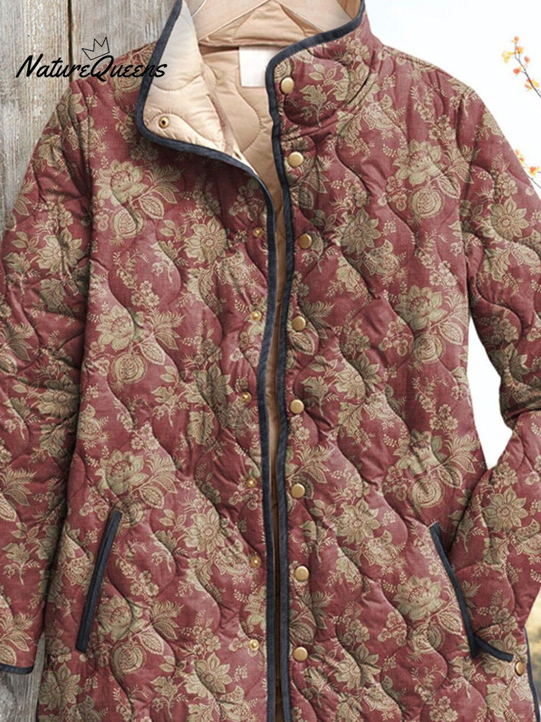 Vintage Stijl Bloemenpatroon Gedrukt Dames Casual Gequilt Cardigan