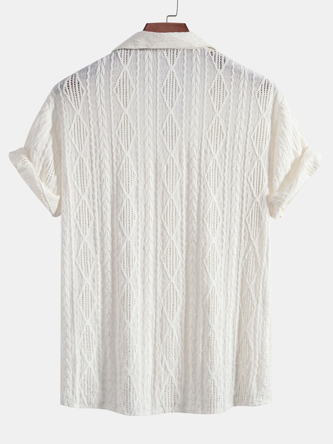 Geometrische Jacquard Ooglet Cuban Shirt & Rechte Linnen Broek