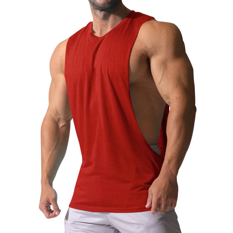 Heren Losse Effen Grote Zijsplit Sport Fitness Tanktop 23142265Z 
